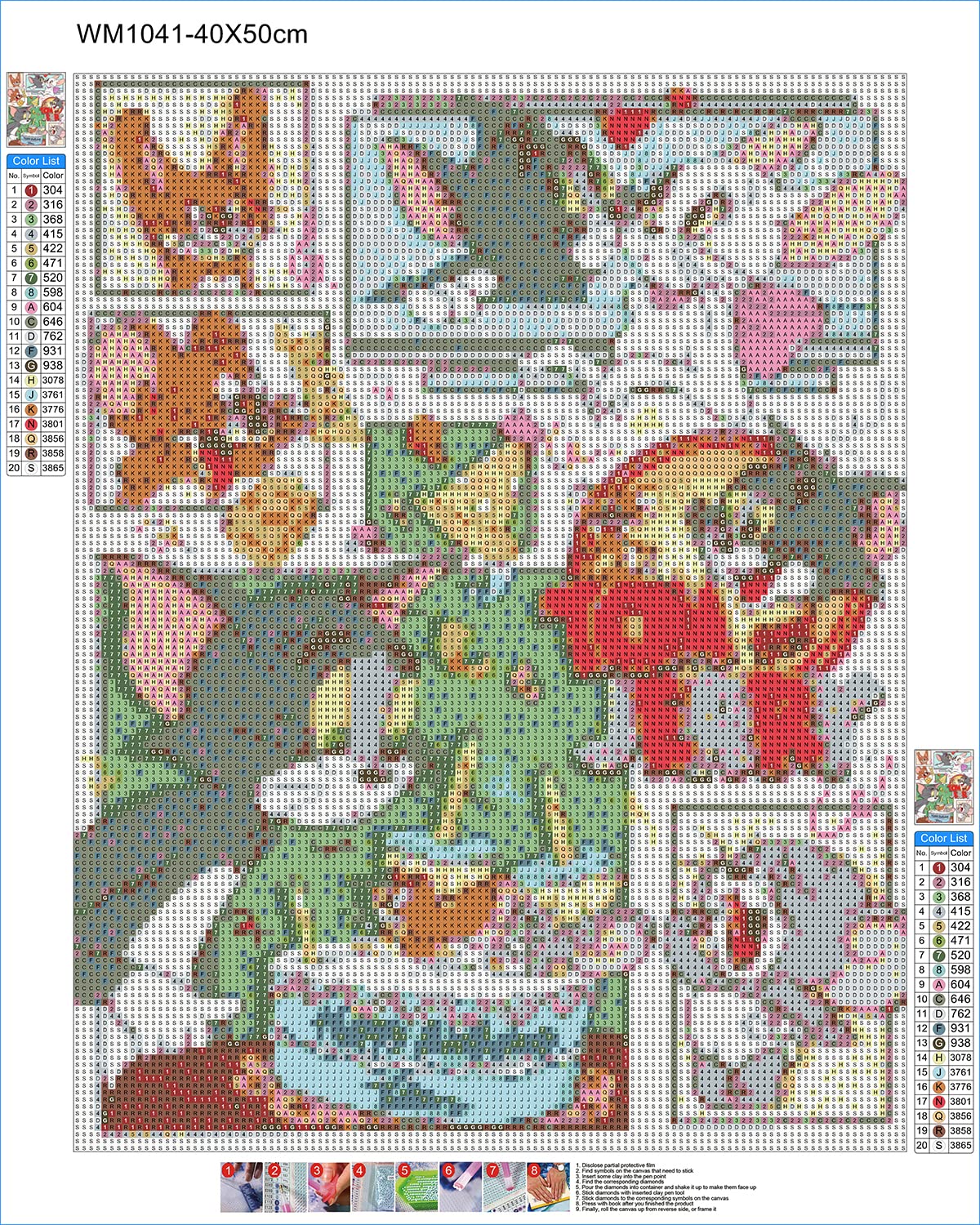 リカ　ダイアモンドアートセット他 Amazon.co.jp: ダイヤモンドアート キット トムとジェリー 40X50cm