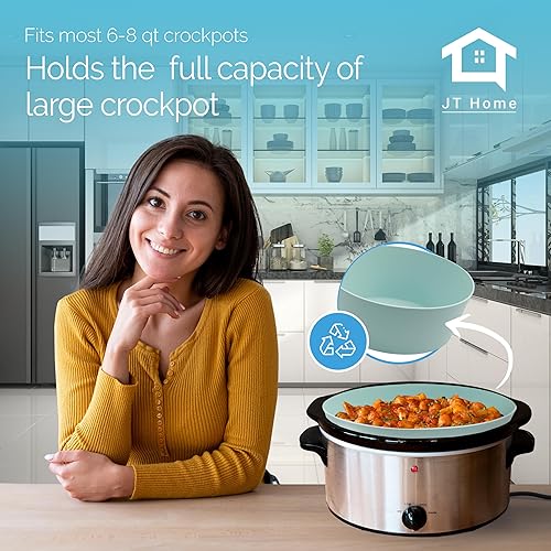 Miniatura 2 de JT Home Forro de silicona para crockpot, revestimiento reutilizable para ollas grandes y lentas, compatible con olla de 6 cuartos de galón a olla de