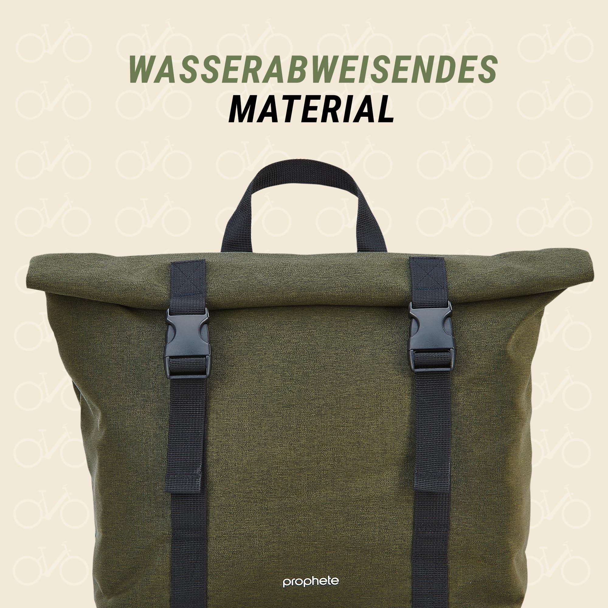 Prophete Doppelpacktasche, 2 x 10 Liter, Wasserabweisend, 29,5 x 12 x 26 cm, Grün