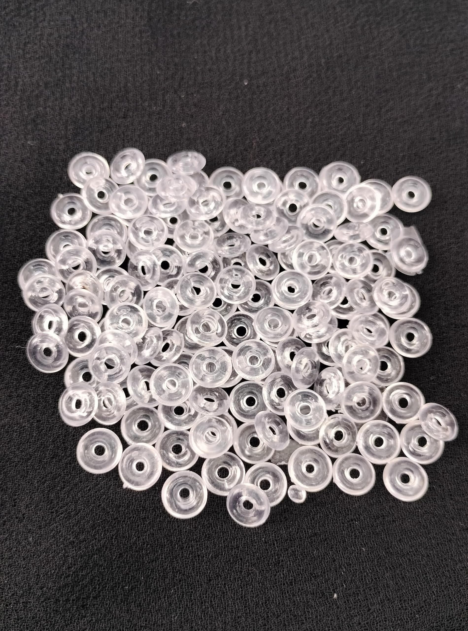 Ear Buttons Support for Earrings, White Plastic, Small Size, Pack of 100 Pieces - Image 3 thumbnail