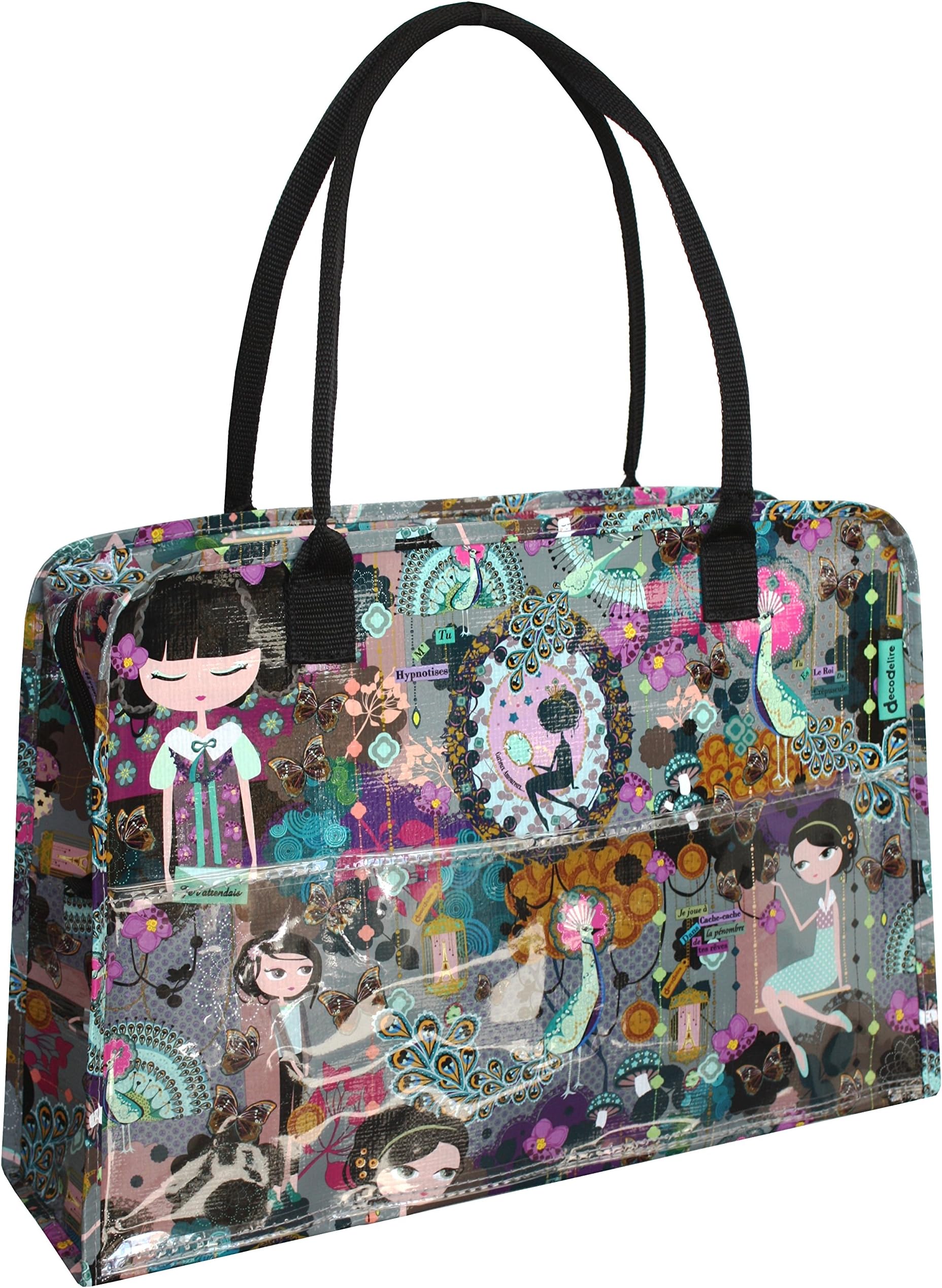 Womens Ladies Purple Multi Patterned Tote Bag