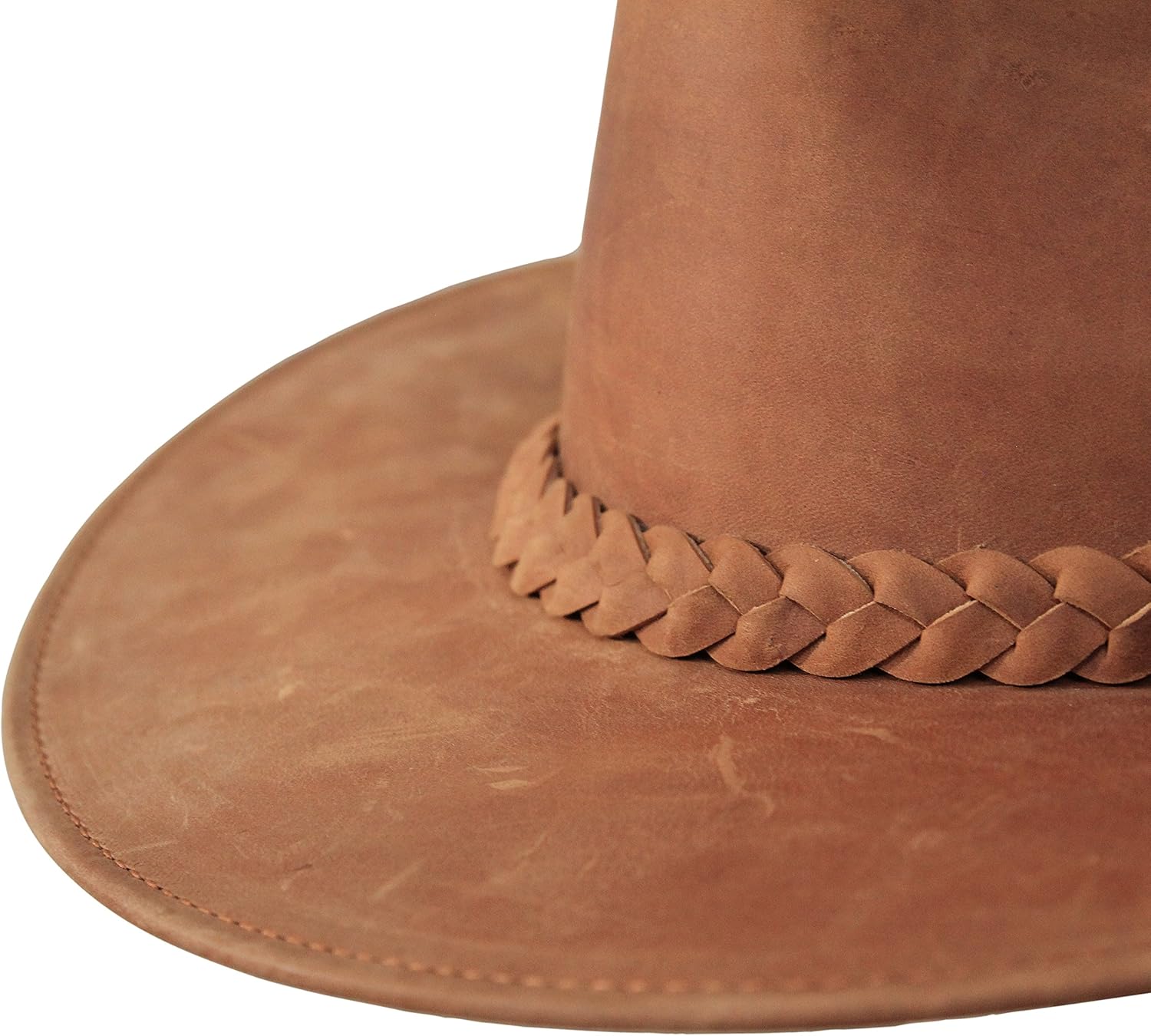 Borges & Scott Premium Leather Fedora - Wide Brim Hat Leather - Water Resistant - Image 3