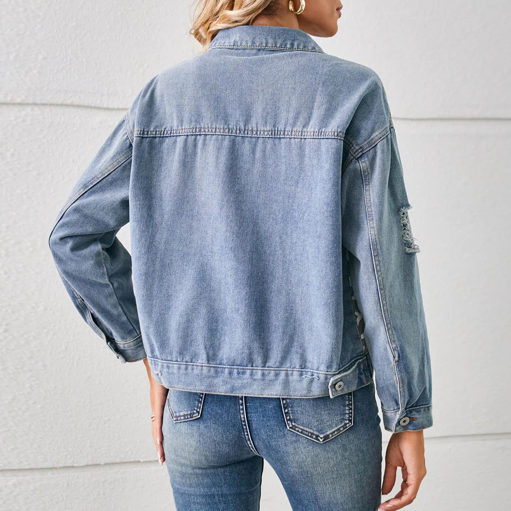 Damen kurze Langärmel Jeansjacke