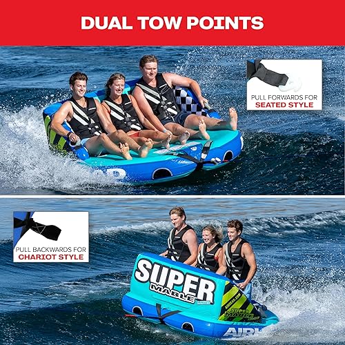 Miniatura 77 de Airhead Tubo inflable remolcable Mable, modelos de 1-4 jinetes, puntos de remolque duales, cubierta completa de nailon, almohadillas de espuma EVA