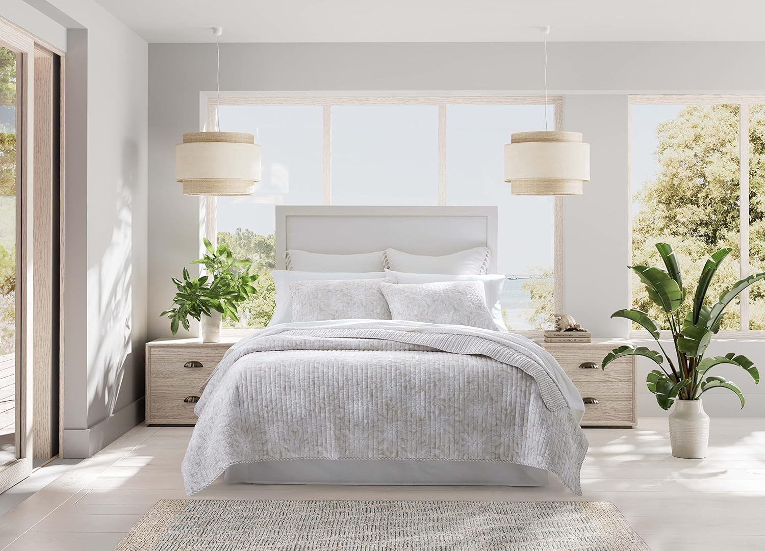 Tommy Bahama King Quilt Set, Reversible Cotton Bedding with Matching Shams