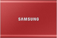 Samsung Portable SSD T7, 2 TB, USB 3.2 Gen.2, 1.050 MB/s Lesen, 1.000 MB/s Schreiben, Externe SSD Festplatte für Mac, PC, Smartphone und Spielkonsole, Rot, MU-PC2T0R/WW