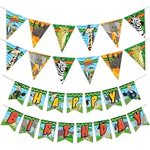 Treasures Gifted Officially Licensed Wild Kratts Party Supplies - Set of 3 Birthday Banners - 1 Happy Birthday Banner & 2 Triangle Pennants - Wild Kratts Room Decorations
