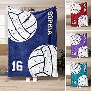 OhaPrints Personalized Volleyball Fleece & Sherpa Blanket, 30X40 50X60 60X80 Cozy Fuzzy Throw, Soft Plush Fluffy Throw for Tv Sofa Couch, Gift for Girl, Daughter, Girlfriend, Volleyball Team