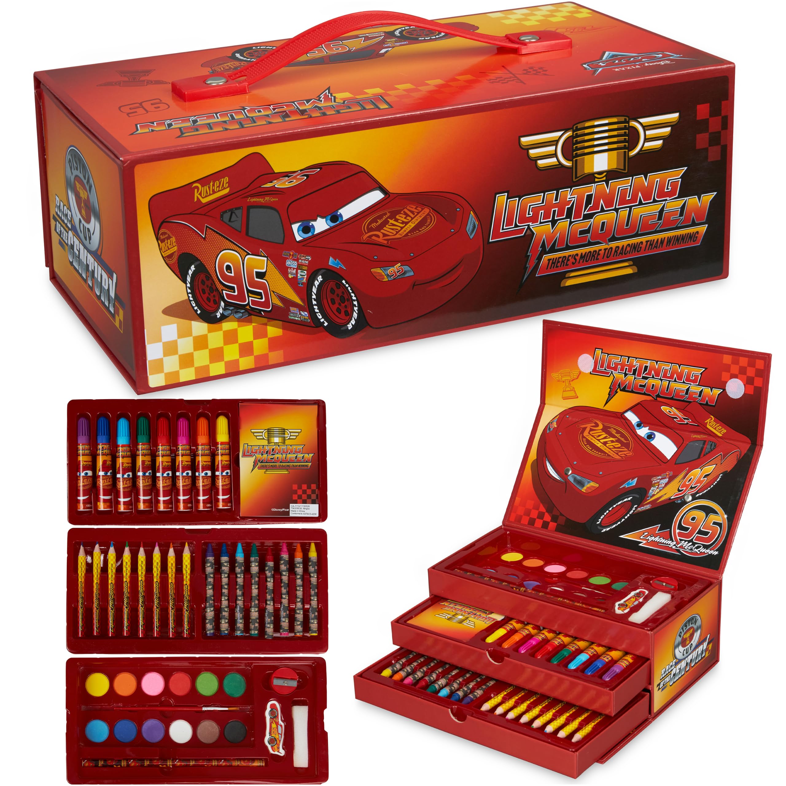 Get Trend Disney Pixar Cars Art Supplies Set for Boys, 43 Pcs Colouring Set