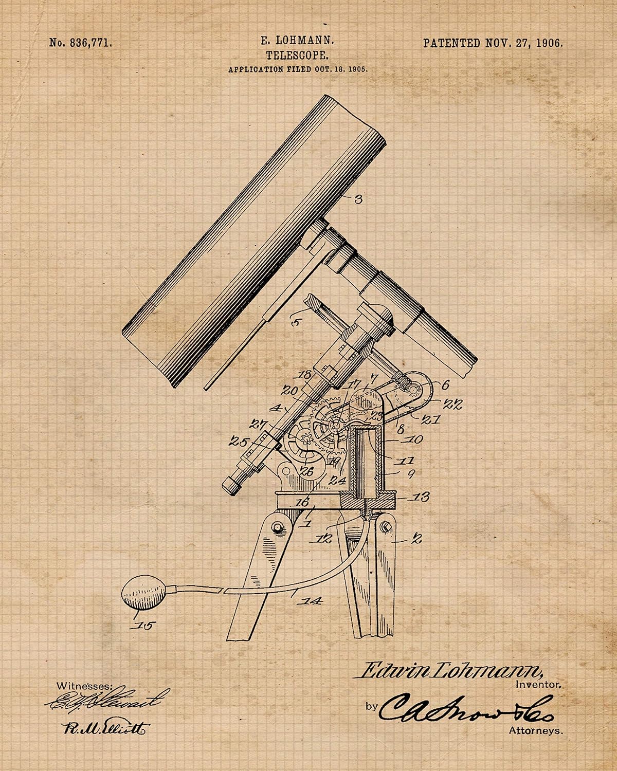 Classic Astronomy Tools Equipment Patent Prints, 1 (11x14) Unframed Photos, Wall Art Decor for Home NASA Work Office Space Aviation Stars Planet Discovery School Student Teacher Coach Explorer