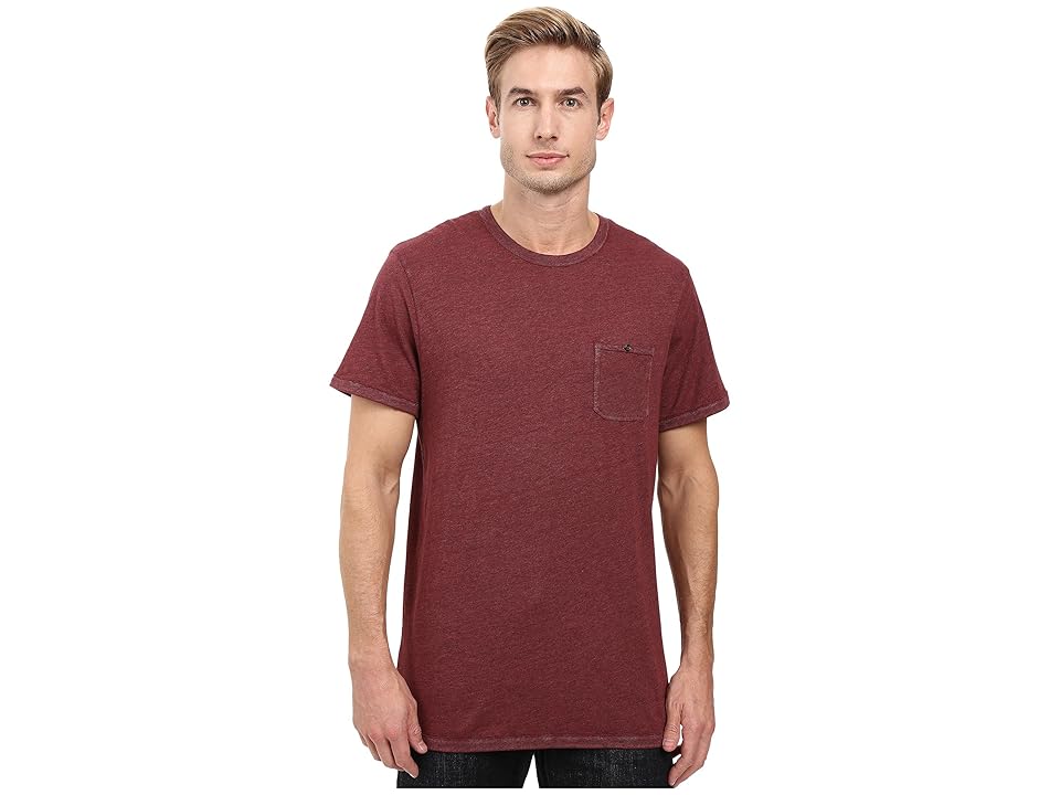 

Alternative Smoked Wash Organic Pima Raw Edge Pocket Tee (Smoked Carmine) Men's T Shirt