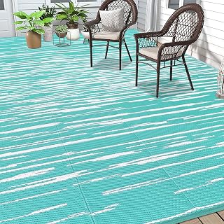 HEBE Outdoor Rug 9'x12' for Patios Clearance Waterproof Patio Mat Plastic Straw Rug Reversible RV Camping Tent Rug Outside Indoor Outdoor Area Rugs for RV,Deck,Beach,Balcony,Camper