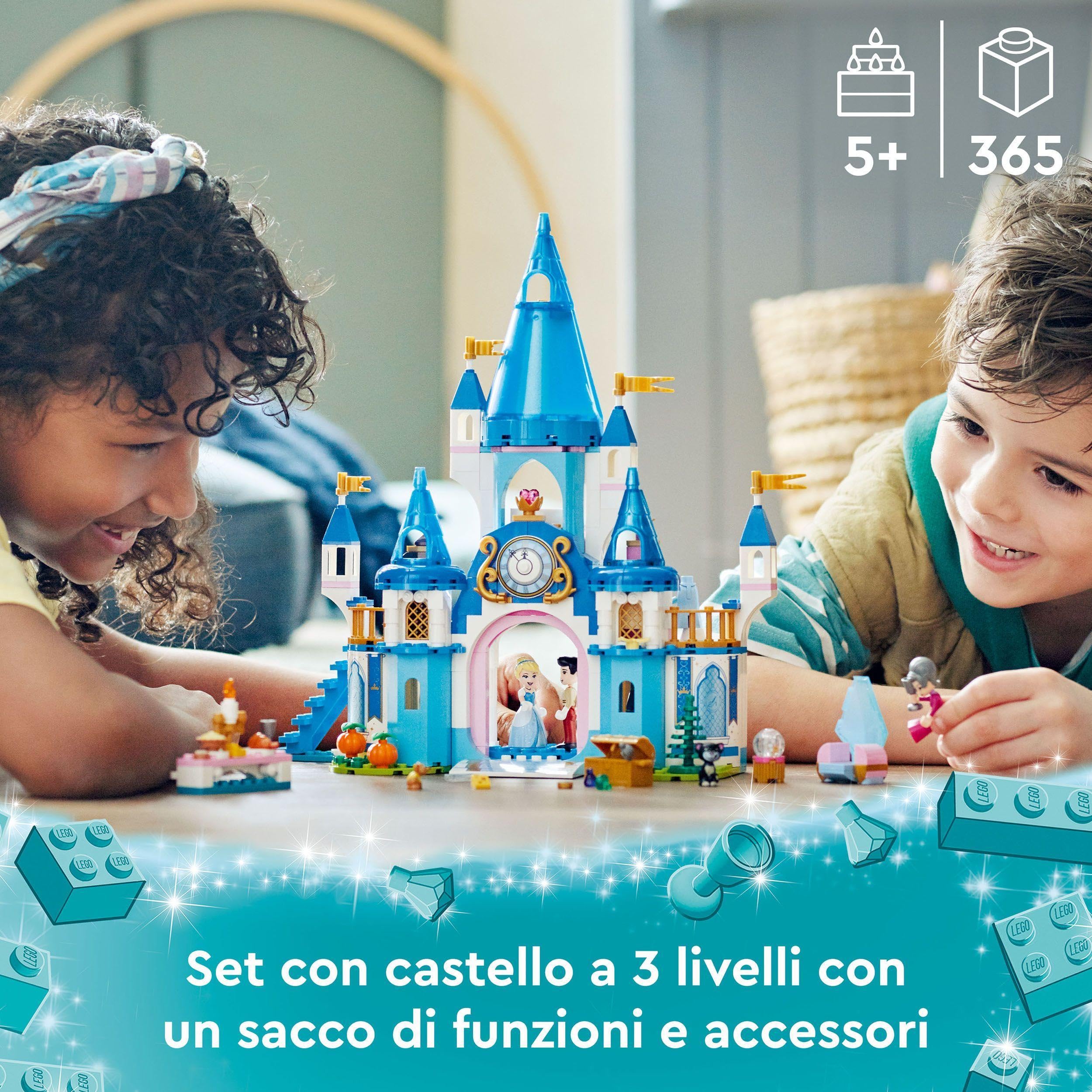 LEGO Disney Princess Il Castello di Cenerentola e del Principe Azzurro, Set di Costruzioni, Idea Regalo, Giocattolo per Bambini dai 5 Anni 43206