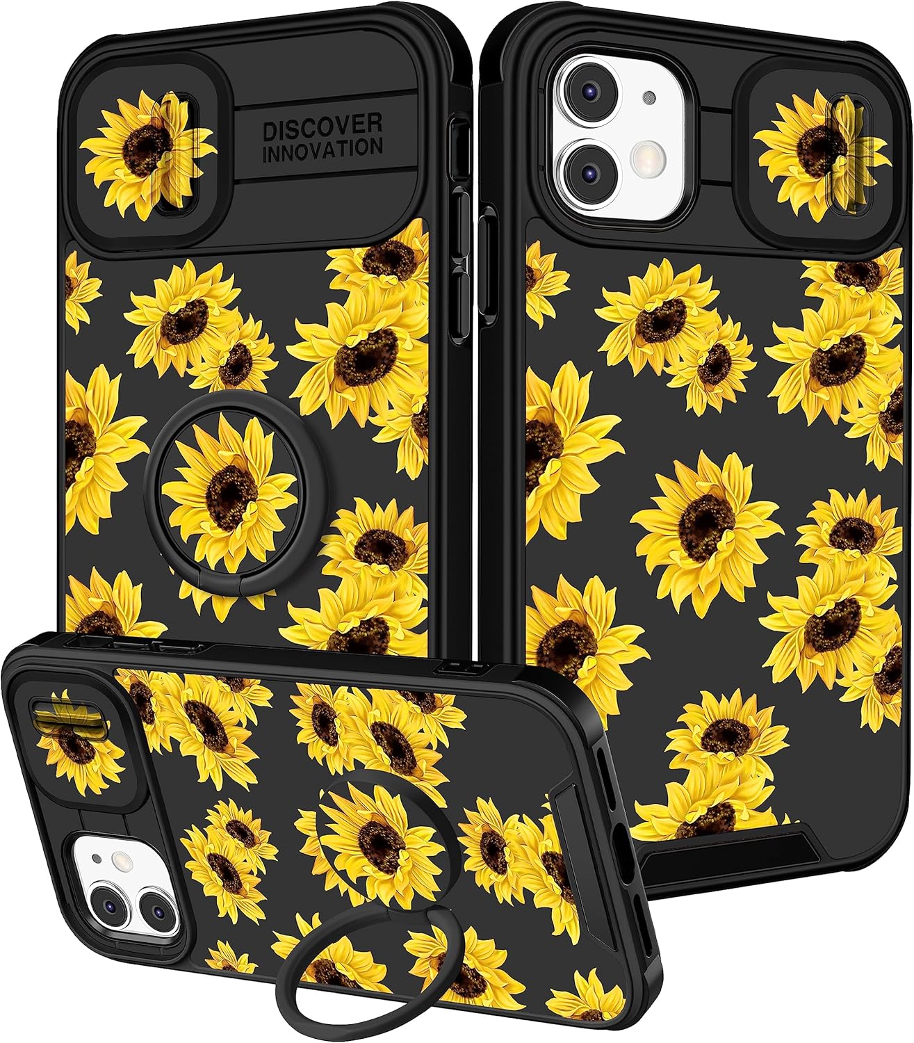 Funermei (2in1 for iPhone 11 Case for Women Sunflower Cute