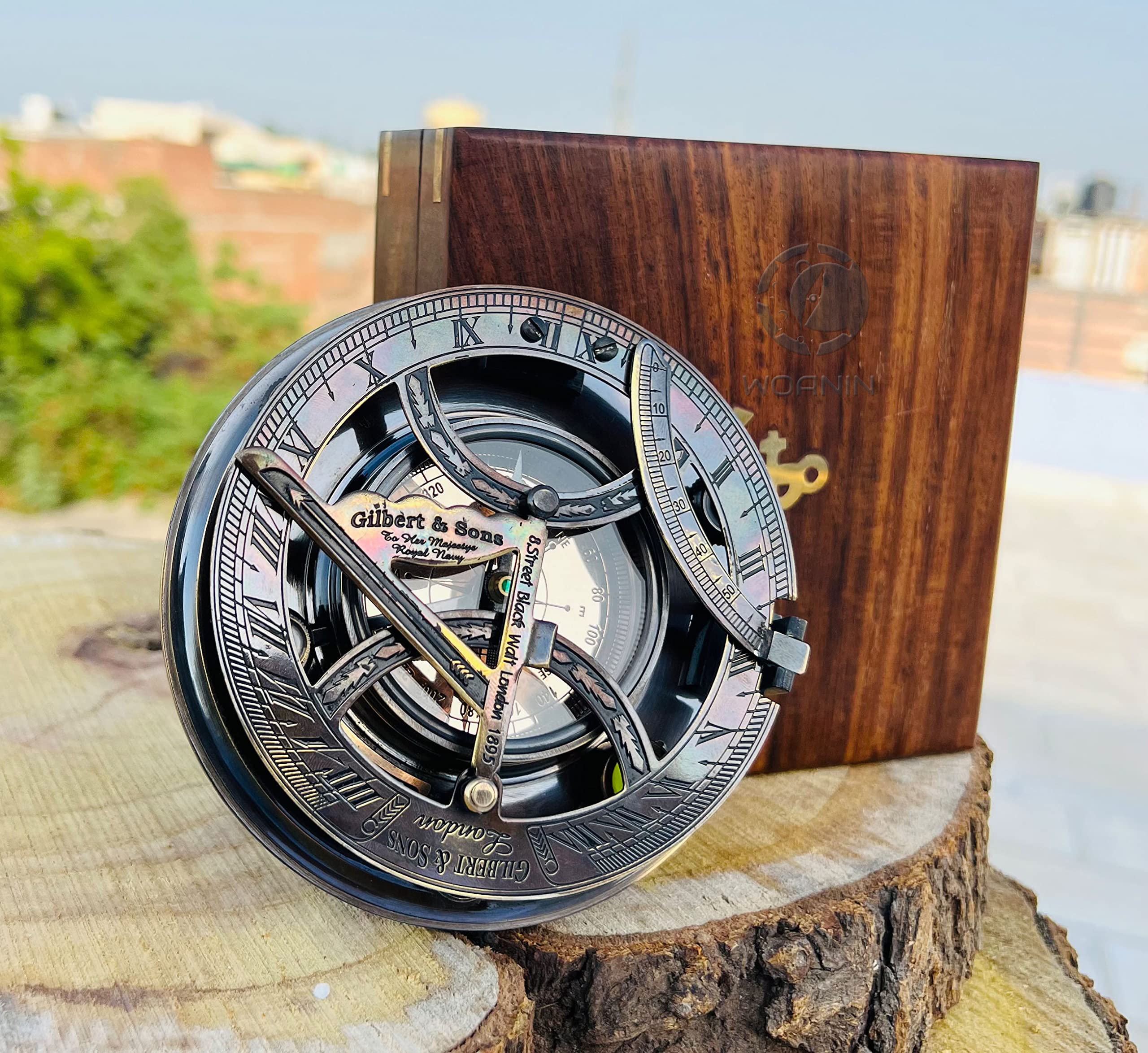 Brújula de bautizo, regalo de bautizo, brújula de reloj de sol grande de 5 pulgadas, regalo de bautizo, regalo de bautismo chica, brújula grabada, brújula de jubilación personalizada