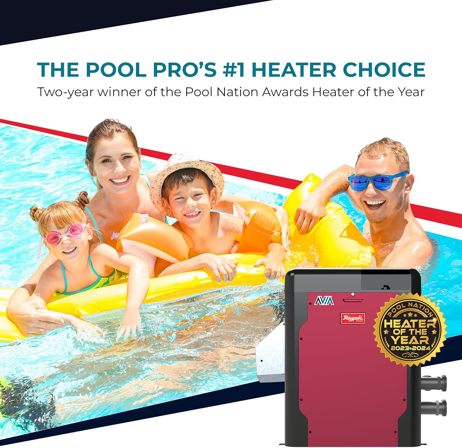 Raypak Avia 400K BTU Natural Gas Pool Heater for Inground Pools Gas Pool and Spa Heater with NiTek Heat Exchanger, Built-in WiFi, 120/240V (018045)