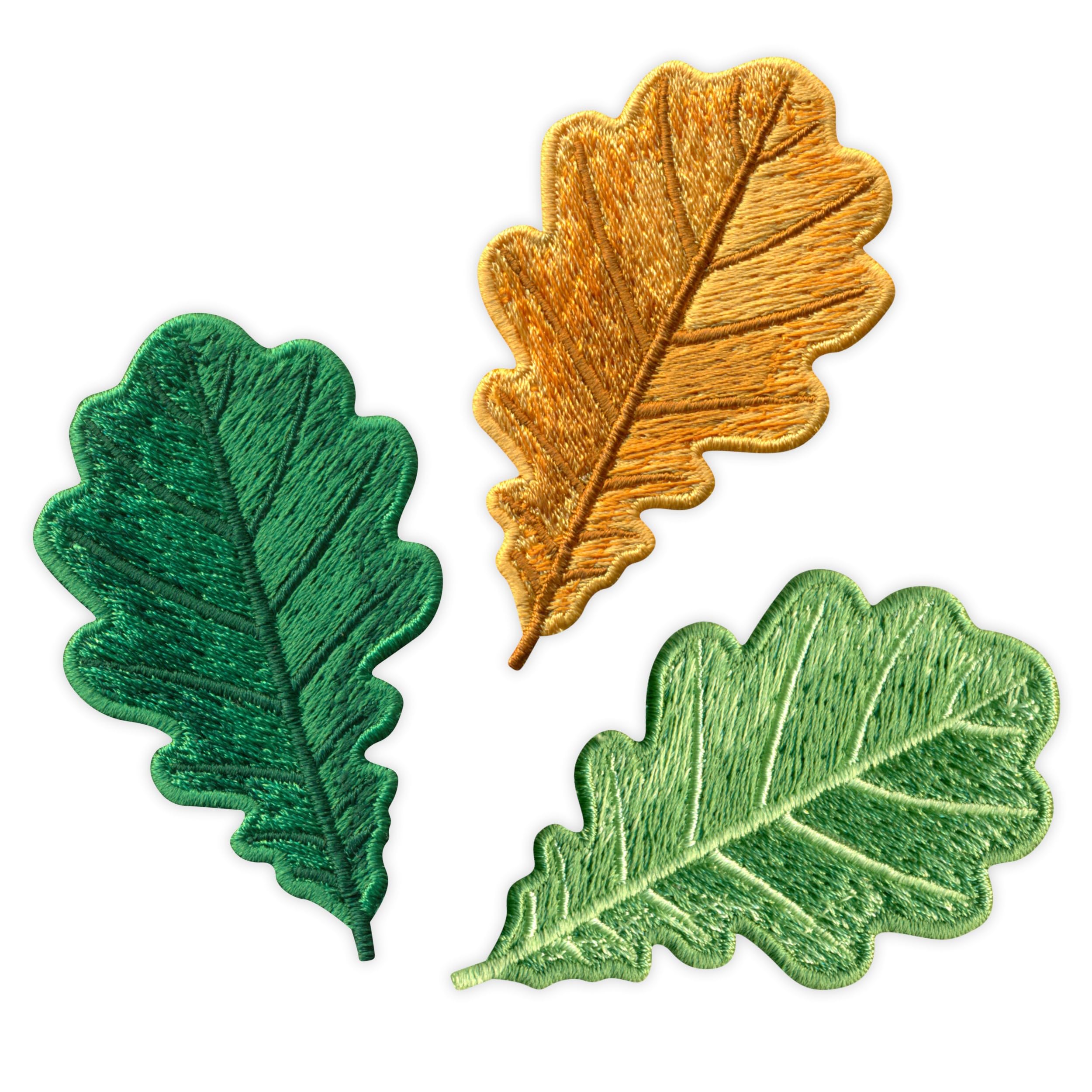 Set di due – Set di 3 foglie di quercia – nero VEIcro/gancio e anello di supporto – Toppa ricamata/distintivo/emblema