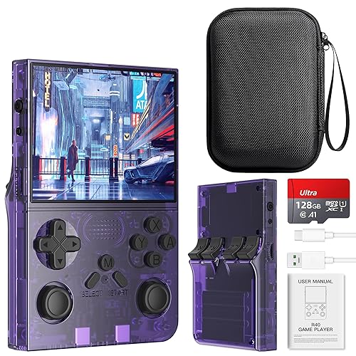 R40 Retro Handheld Game Console with Storage Case - Open