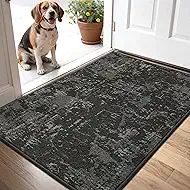 BEQHAUSE Dirt Trapper Door Mat 32" x 48", Non-Slip Doormats Washable Entryway Rugs, Stain Resistant Dog Door Mats Absorbent Welcome Floor Mat for Front Back Door, Mud Wet Shoes & Paws, Dark Grey