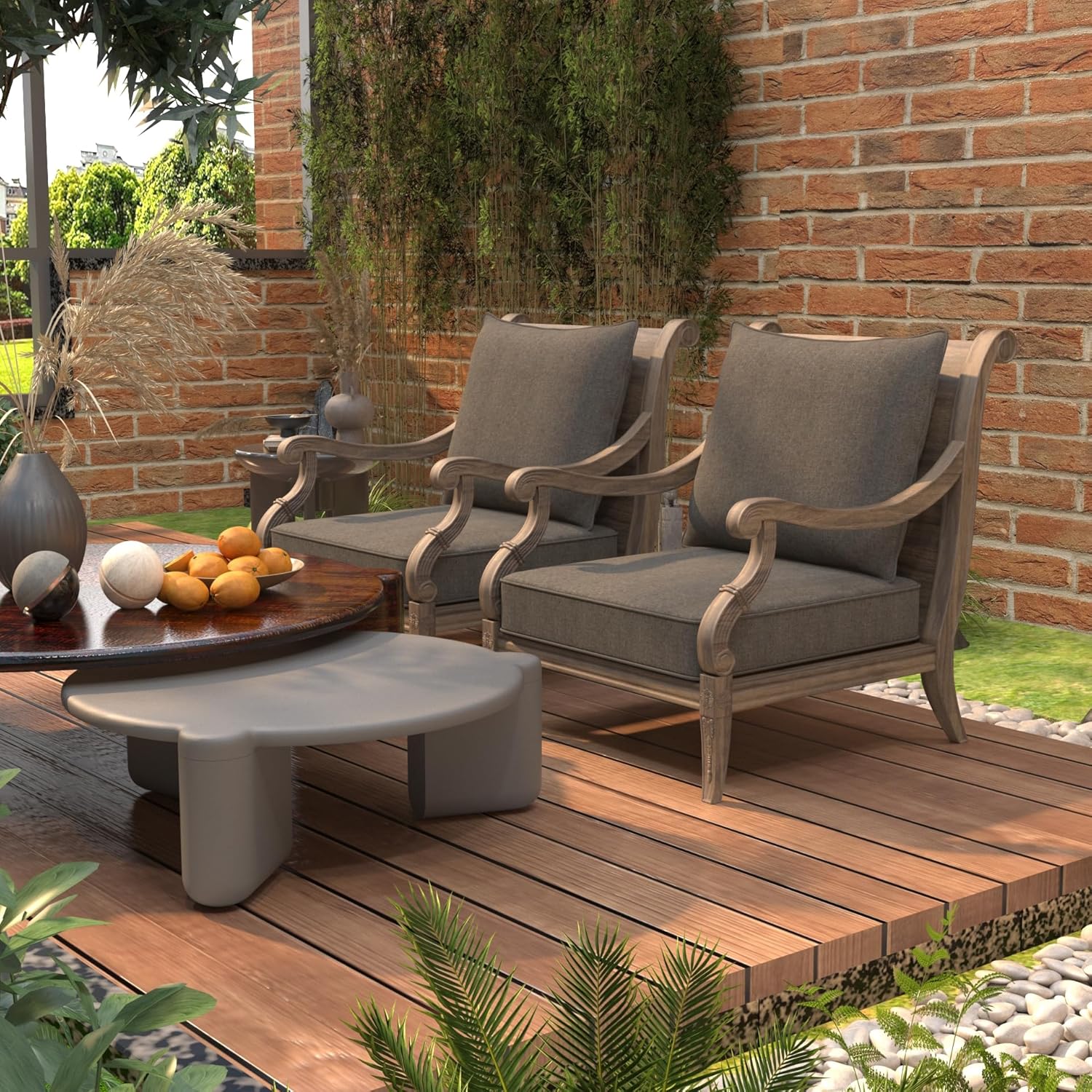 BOSSIMA Outdoor Furniture Cushion Patio Deep Seat Chair Cushions, Foam Seat, Sunbrella Fabric, Blend Nomad