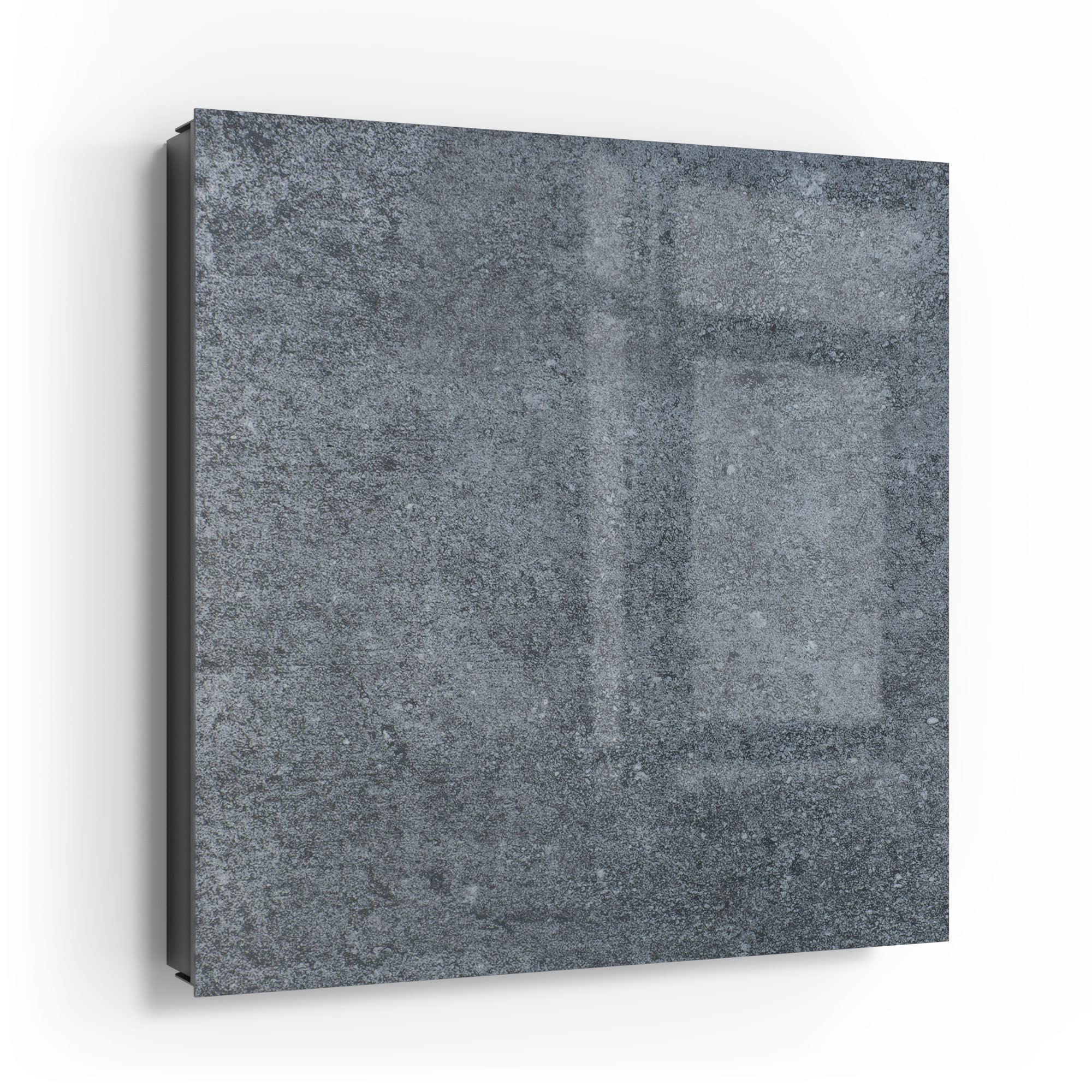 DEQORI Caja para llaves negra, 30 x 30 cm, diseño detallado de pared de hormigón, caja para llaves de cristal y metal, armario para llaves con 50 ganchos + 2 imanes, moderna caja magnética y se puede