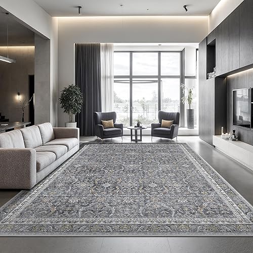 Miniatura 298 de Rugland Alfombras de área de 8 x 10, alfombra lavable resistente a las manchas, alfombras antideslizantes para sala de estar, alfombras tribales