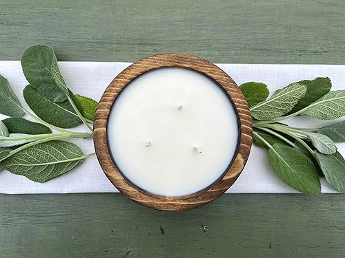 Miniatura 2 de Bonneville - Velas hechas a mano 5 12 x 2 pulgadas vela de cuenco de madera vertida a mano 3 mechas vela de cuenco de masa hasta 25 horas de tiempo