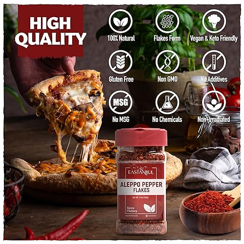 Miniatura 8 de Eastanbul Pimienta Aleppo, 5.3 onzas, hojuelas de pimienta de Alepo, molido de Turquía, Pul Biber para platos mediterráneos y de Oriente Medio,