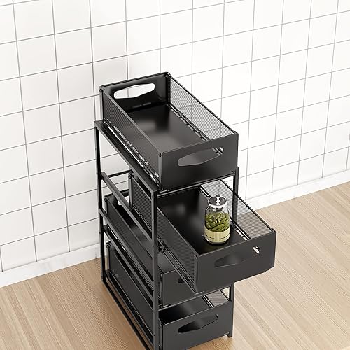 Miniatura 8 de 2 Pack Under Sink Pull Out Organizer, Stackable Cabinet Slide Out Storage Rack with Adjustable Sliding Wire Drawer -Home Organizer Gift Guide -