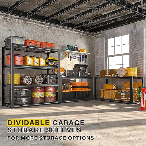 Miniatura 6 de REIBII Estantería de garaje de 40 pulgadas de ancho, estantes de almacenamiento resistentes, 2240 libras, estantes de metal ajustables de 4 niveles