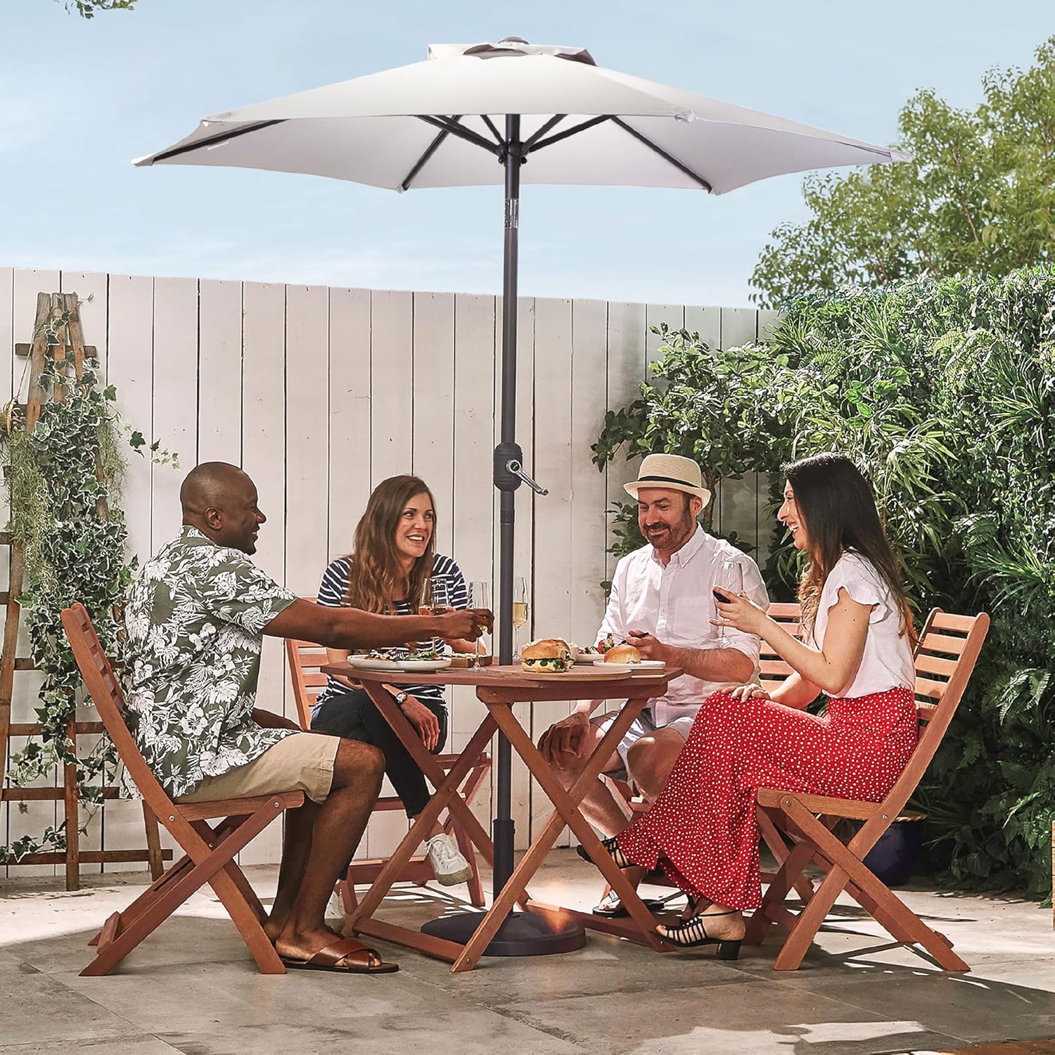 Steel Garden Parasol in Grey by VonHaus