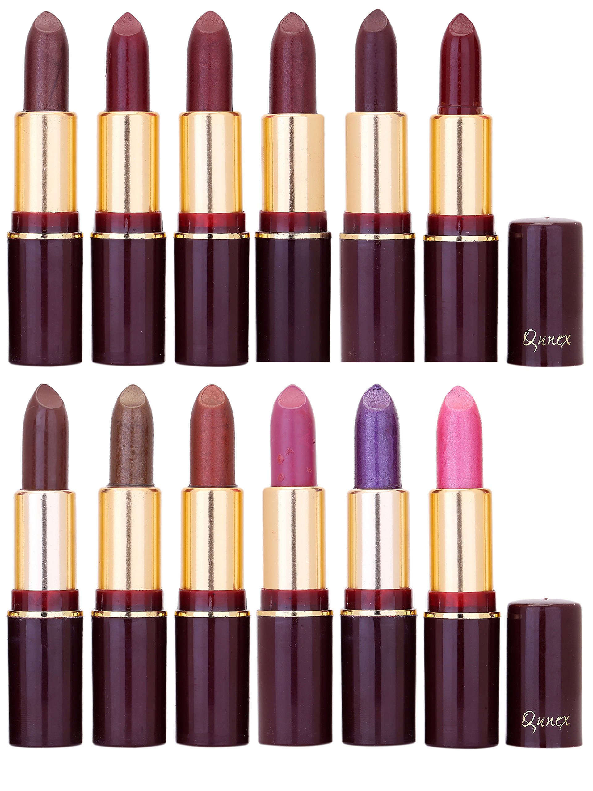Qunex Women's Super Smooth Long-lasting Lipstick Combo of Brown, Maroon, Maroon, Maroon, Maroon, Maroon, Brown, Brown, Brown, Purple, Purple, Pink Lipstick