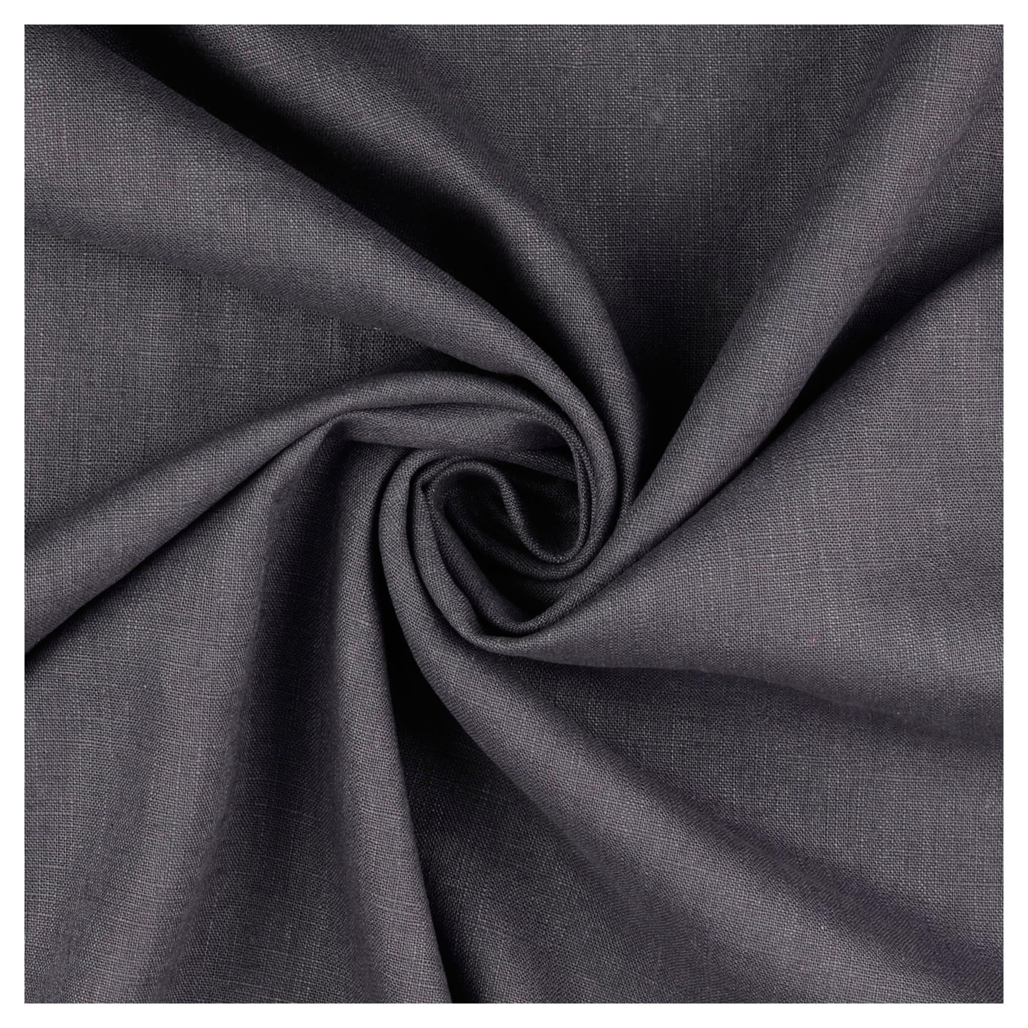 Premium Washed 100% Linen Fabric Soft Breathable Material Vintage Fashion Dressmaking Flax Bag Curtain Cushions Tablecloths | 100cm x 136cm (Graphite)