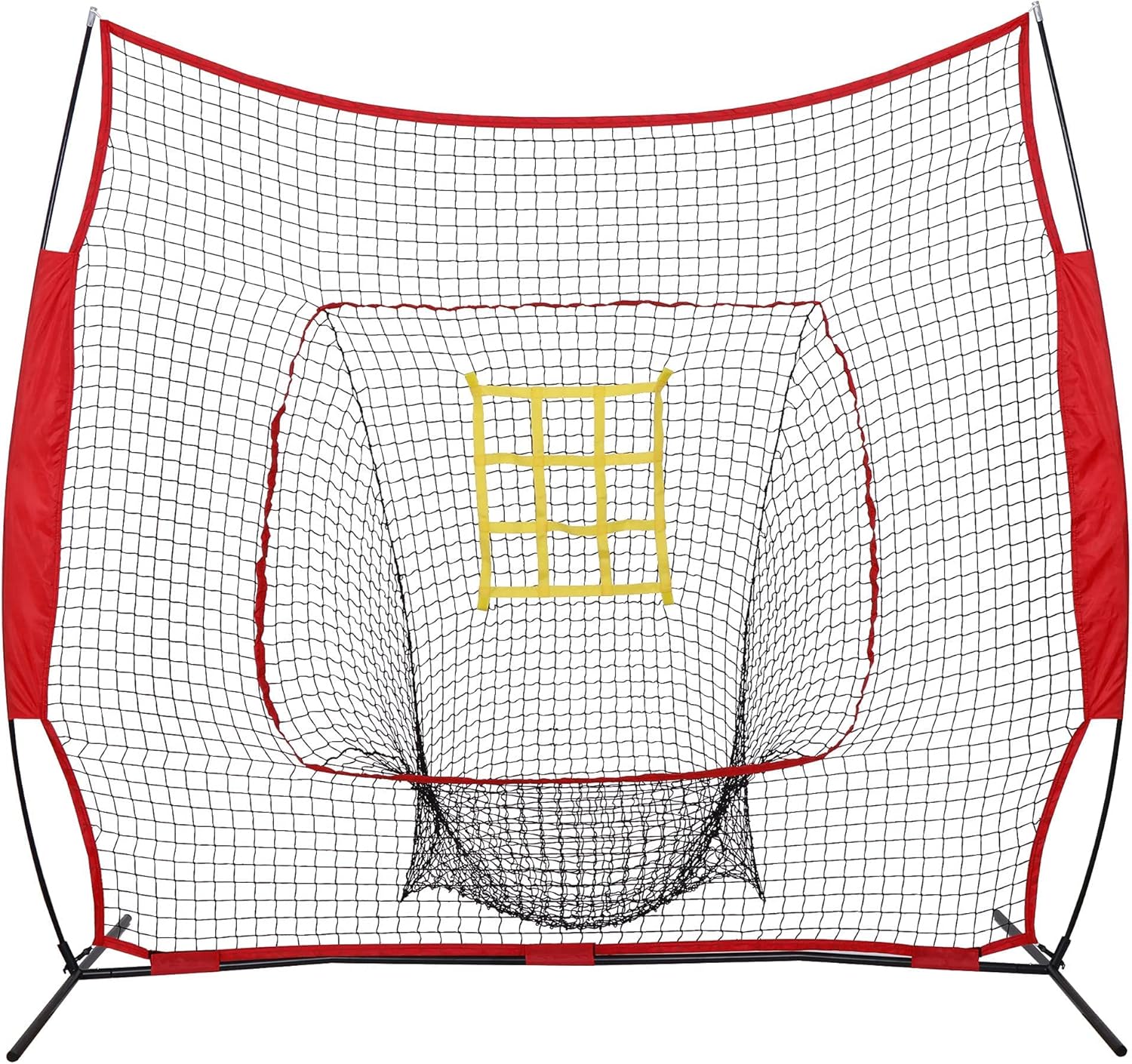 F2C 7'x7' Baseball and Softball Practice Net Portable Hitting Pitching Net with Strike Zone Target, Bow Frame and Carry Bag , Baseball Equipment Great for All Skill Levels : Sports & Outdoors