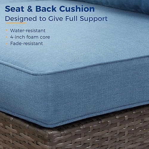 Miniatura 5 de Wisteria Lane Sofá de patio al aire libre de 2 piezas, muebles seccionales de mimbre para exteriores con cojín, sofá biplaza adicional para patio