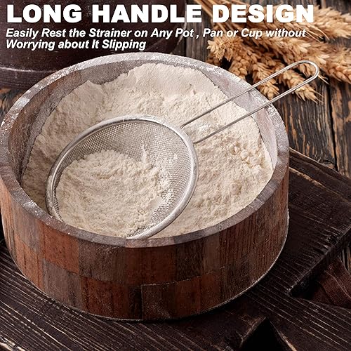 Miniatura 3 de Anaeat Coladores de malla fina, tamices de colador de acero inoxidable de alta calidad, con malla duradera y mango resistente, excelentes para