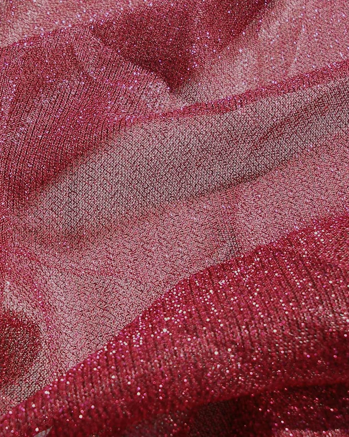 Glitter Mesh Fabric By the Yard, Ruby