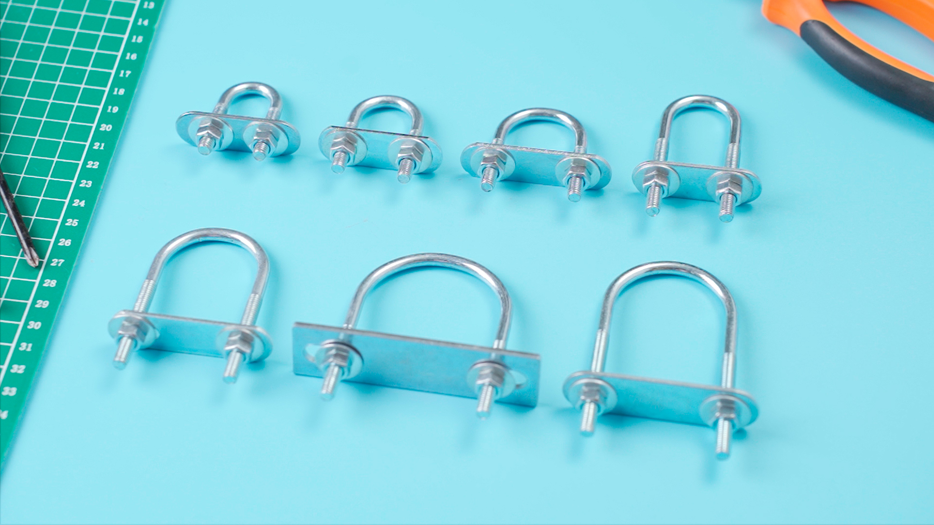 Image of Therwen 16 Sets Round U Bolts Zinc Plated Steel M6 Round Bend U Clamp with Nut Plate Washer (M6 x 16 mm x 46 mm)