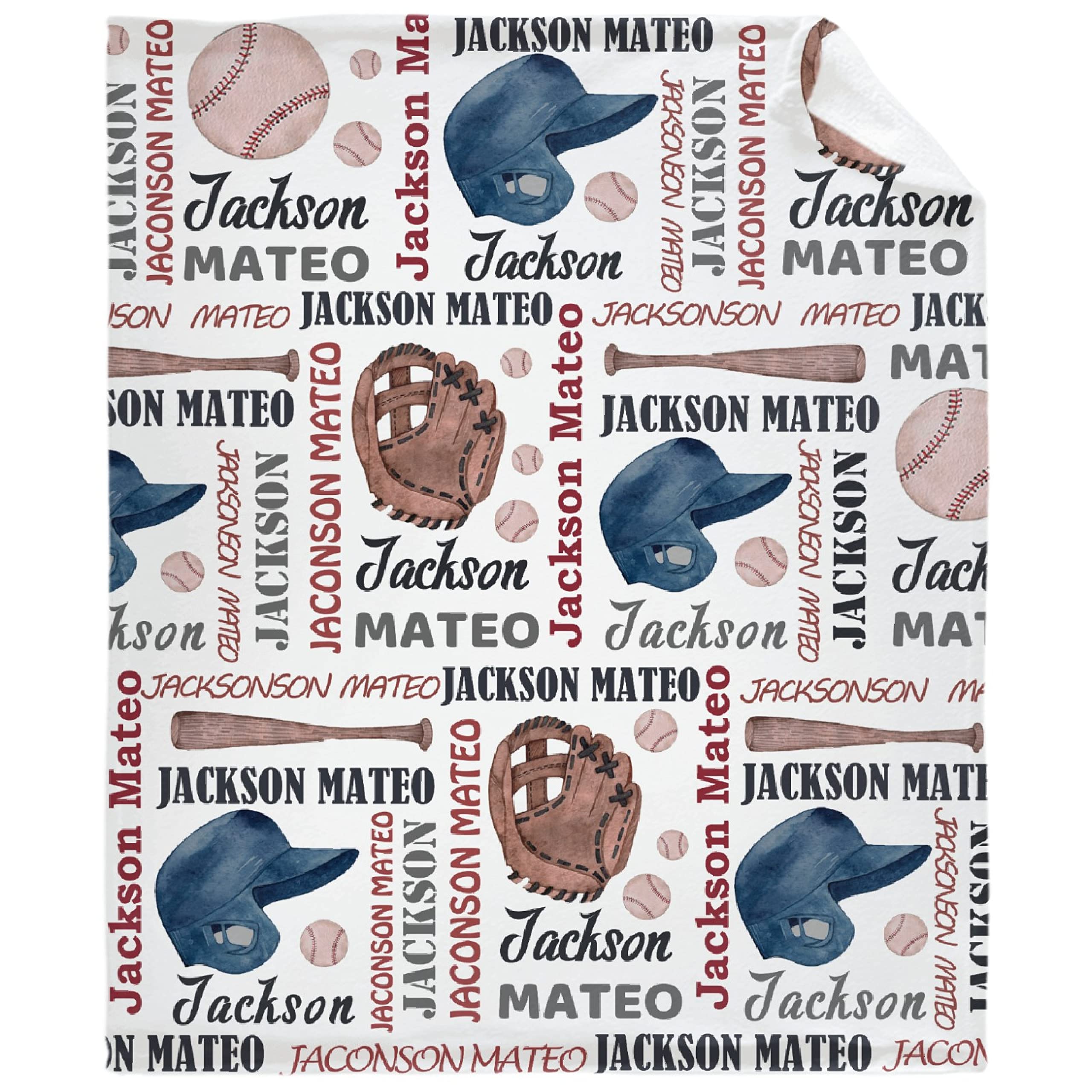 Todeyya Personalized Baby Blanket, Custom Name Blanket Baseball Sport Blankets Customized Toddler Newborn Receiving Blankets, Gifts for Christmas Birthday XS 40