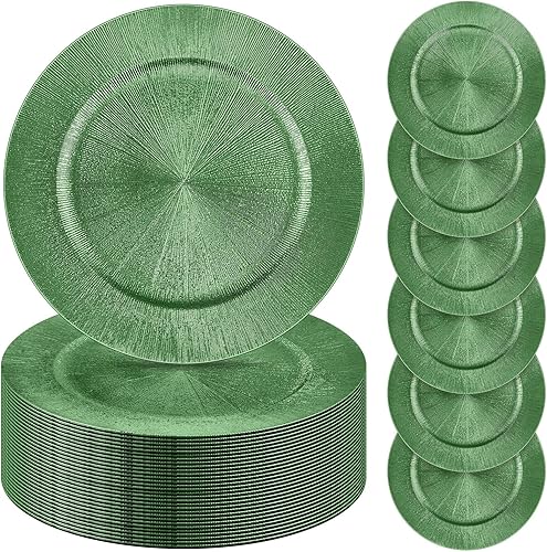 50 platos de carga a granel, platos de carga redondos de 13 pulgadas, de plástico, para bodas, cenas, elegantes y reutilizables, platos para poner