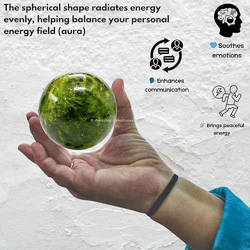 Vista 418 de Amazing Gemstone Black Tourmaline Crystal Ball with Stand - 2" Inches Crystal Sphere Meditation Balls for Witchcraft and Decorative Balls