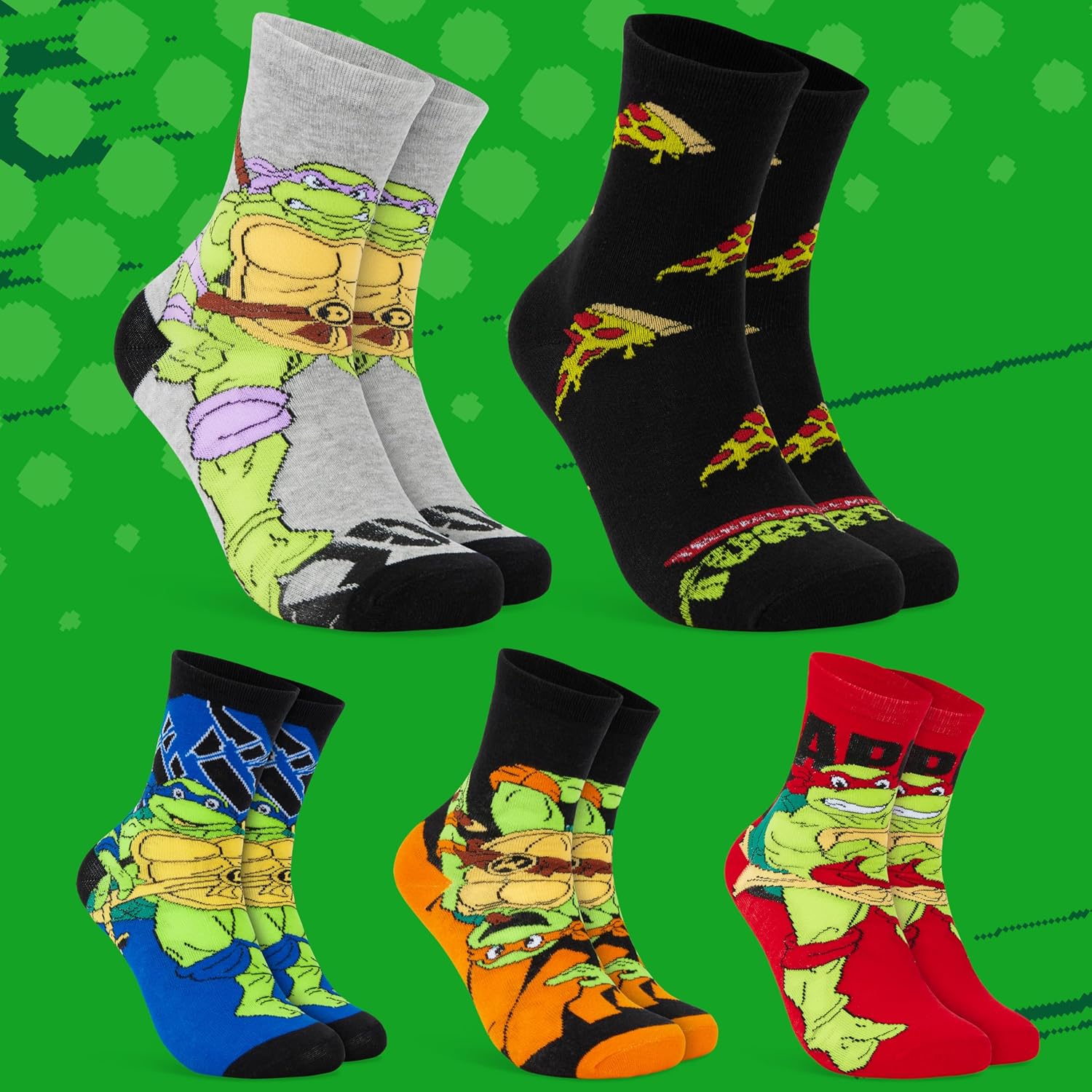 【公式】 Get Trend Pack 5 ボーイズソックス、キャラクタークルーソックスセット、カラフルで楽しいソフトで通気性のあるデイリーウ ヘビーデューティー