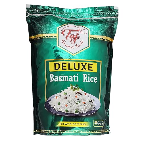 TAJ Original Arroz Basmati Blanco Naturalmente envejecido 5 libras Bolsa resellable