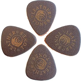 Leather Tones Guitar Plectrum, Brown Leather (Pack of 4)