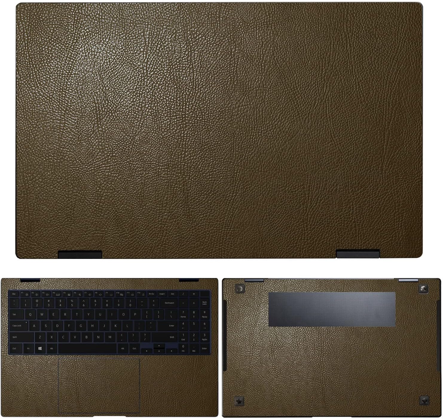 SopiGuard Sticker Skin for 2023 Samsung Galaxy Book3 Pro 360 16" Edge-to-Edge Vinyl Wrap Include Top, Keyboard, Bottom Panels (Leather Brown)