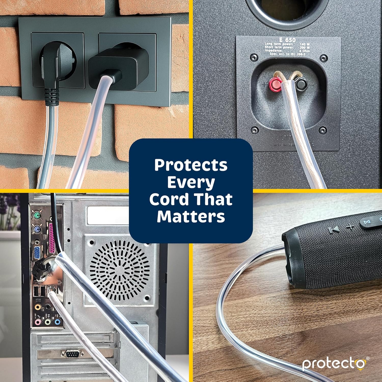 PROTECTO 2-Pack Heavy Duty Cord Protectors from Pets No Chew Solution, 10ft Easy to Use Dog & Cat Cord Protector, Clear & Odorless Critter Cord Cover for Pets, Power Audio Video Wire Protector Tubing