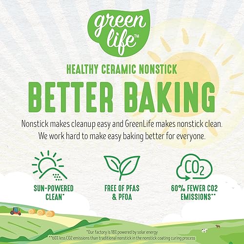 Miniatura 4 de GreenLife Bakeware Healthy Ceramic Antiadherente 18.5" x 12" Bandeja para hornear media bandeja para hornear, sin PFAS, bígaro
