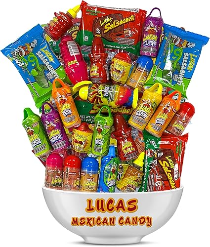 Miniatura 5 de Mezcla de dulces mexicanos Lucas (20 unidades) Variedad de ácidos, dulces, picantes, incluye pelucas, Baby Polvo, Lucas Muecas Chamoy, Gusano