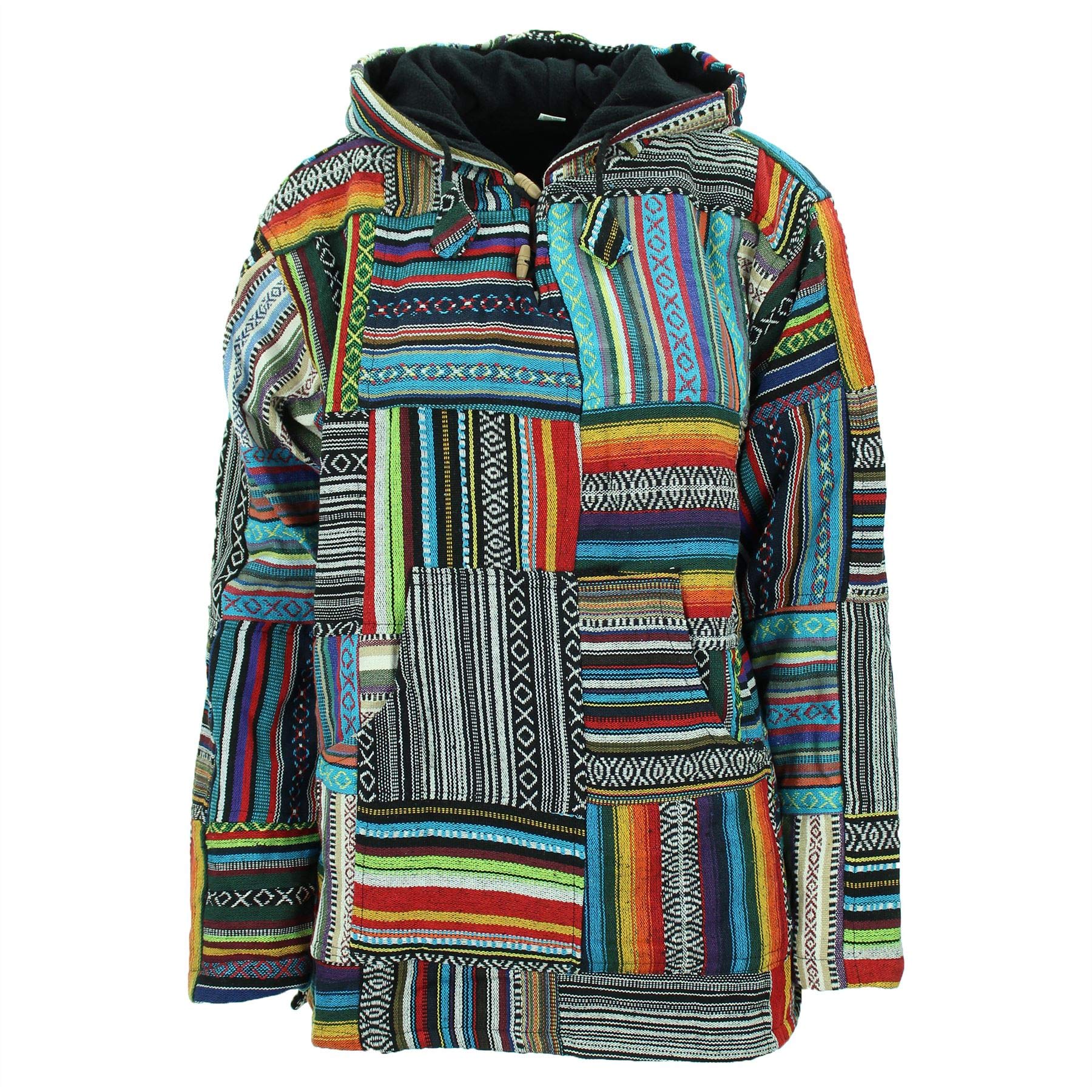 Woven Cotton Baja Hoodie Jumper - Patch Non-Brush - XL