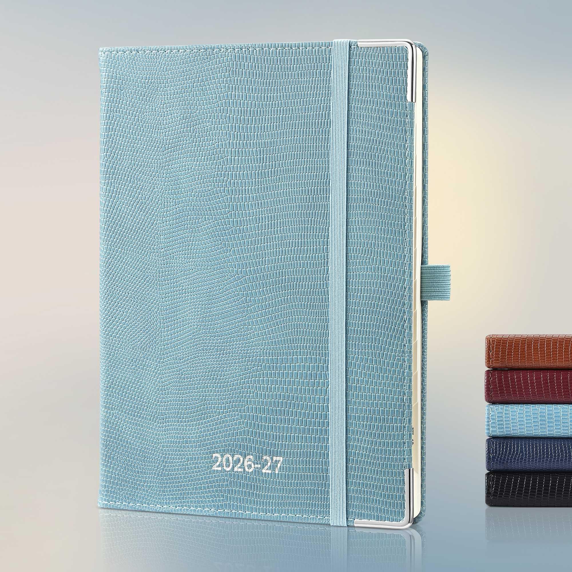 IN-LUXPRO Academic Diary 2026-2027: Luxury A5 Week to View (21.9x16.2 cm) 18 Months (Jul'26 - Dec'27) Horizontal Weekly & Monthly Planner with Month Tabs & Inner Pocket, Premium PU Leather Sky Blue